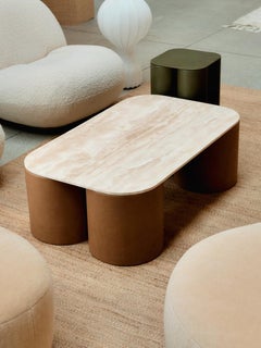 Large Silos Low Table with Travertine Top Design by Studiopepe for Uniqka