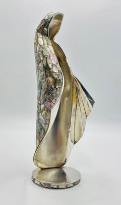 Large Silver & Abalone Madonna Sculpture by Emilia Castillo for Los Castillo
