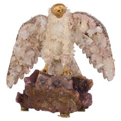 Large Silver, Amethyst and Quartz Model of an Eagle Attributed to Asprey