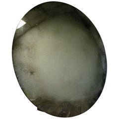 Large Silver Antiqued Convex Mirror
