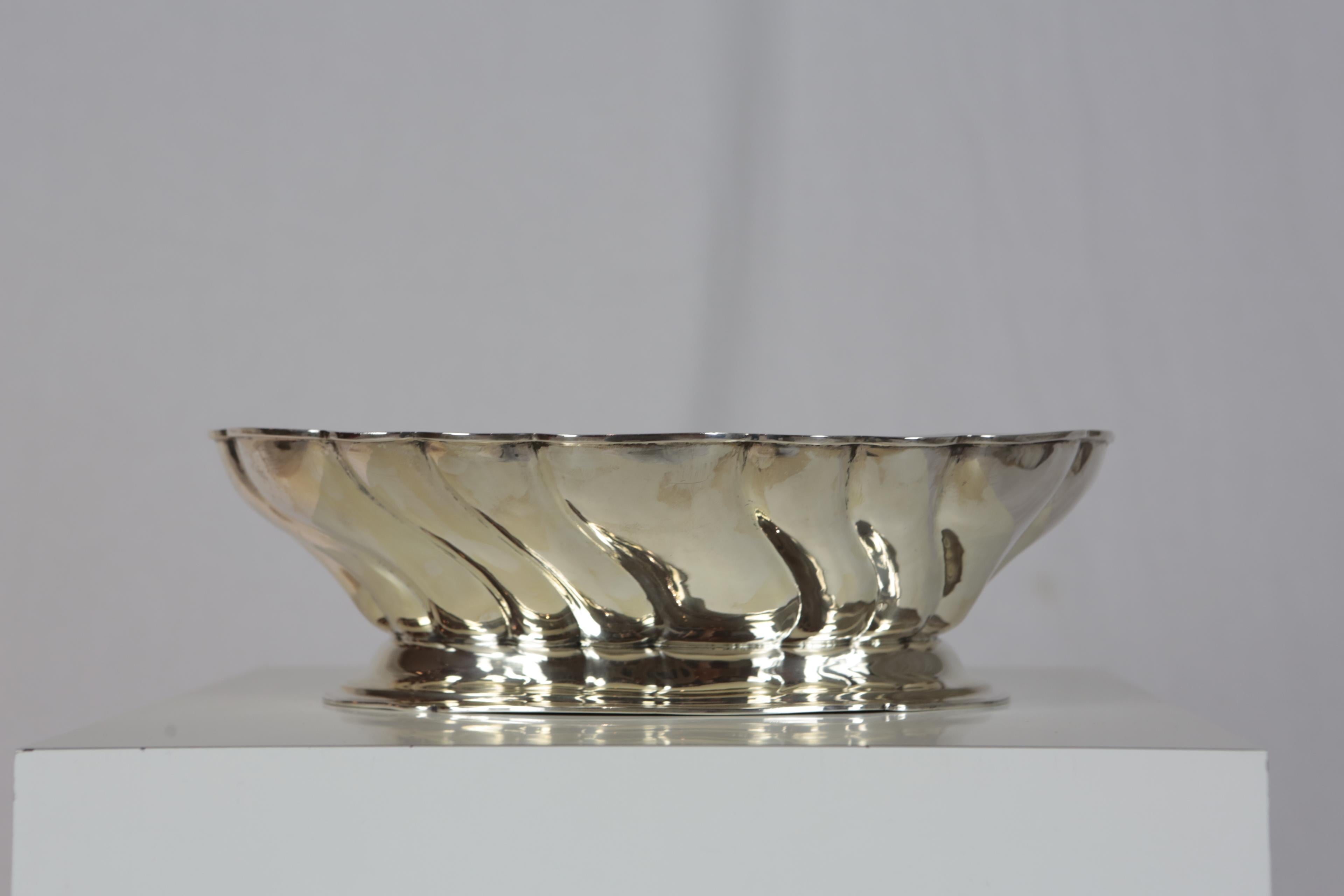 Baroque Large Silver Bowl, Germany, 835/- Silver, Handcrafted For Sale