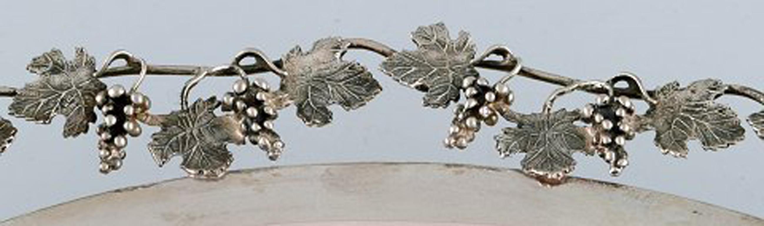 Unknown Large Silver Bowl Pierced with Grape Vines For Sale