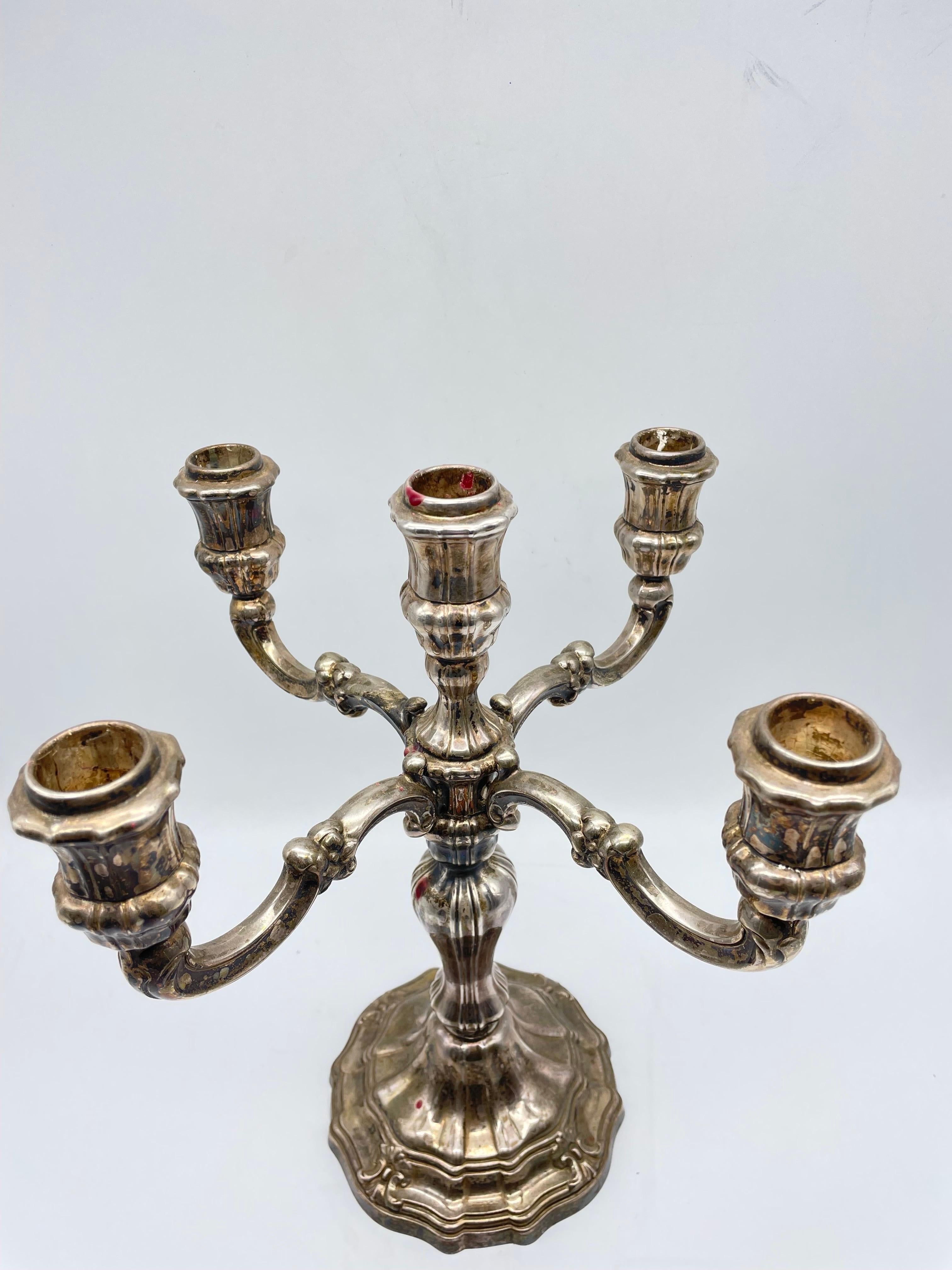 20th Century Large Silver Candlestick 925 Sterling Silver For Sale