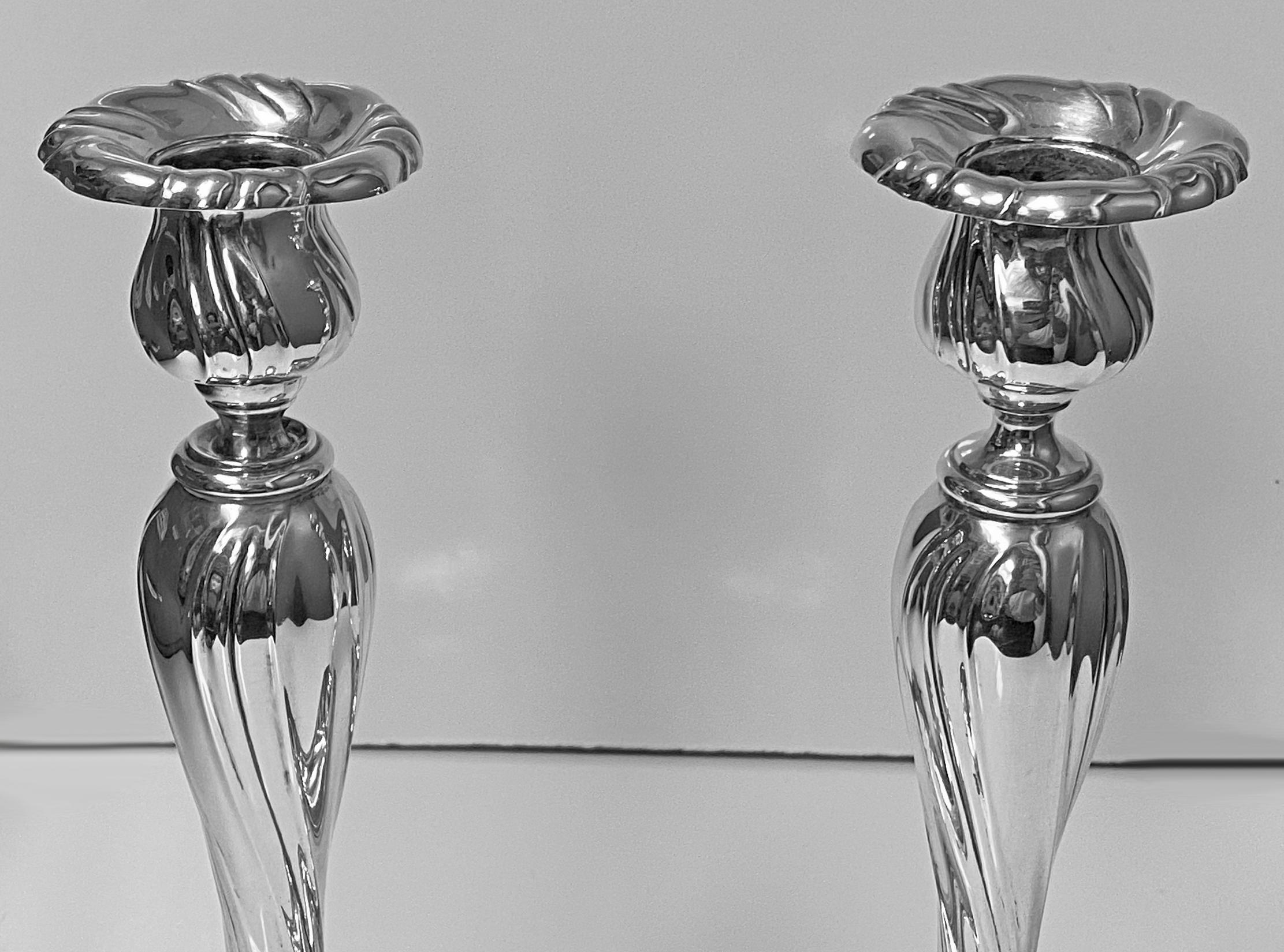 Large Silver Candlesticks Czechoslovakia, circa 1930 In Good Condition In Toronto, Ontario