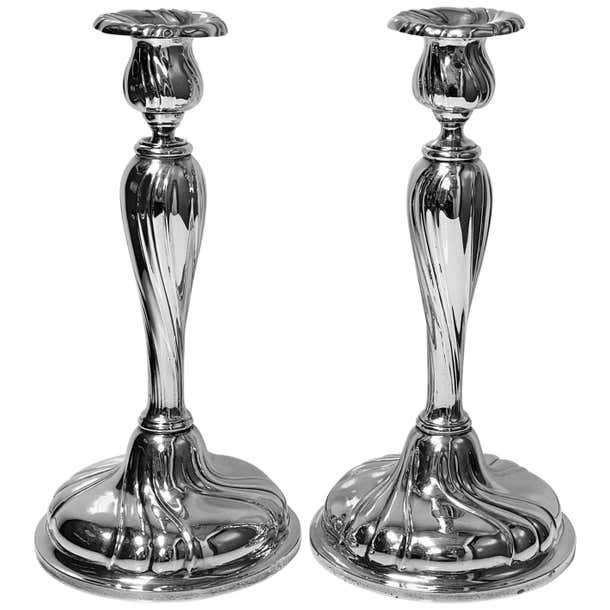 Large Candlesticks Large Silver Candlesticks Czechoslovakia, circa 1930 For Sale at ...