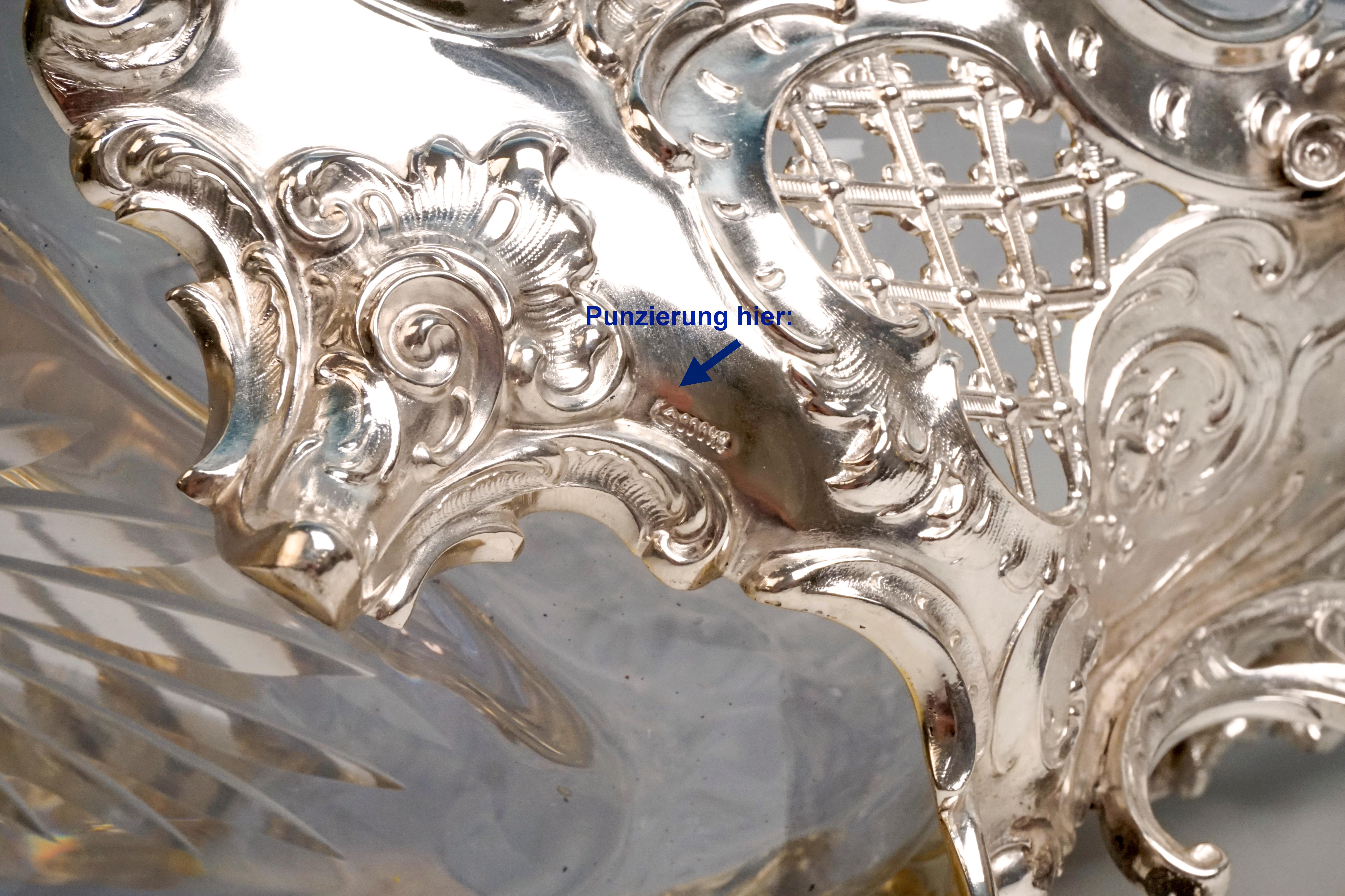 Large Silver Centerpiece Historicism Flower Bowl With Glass Liner, Germany, 1895 5