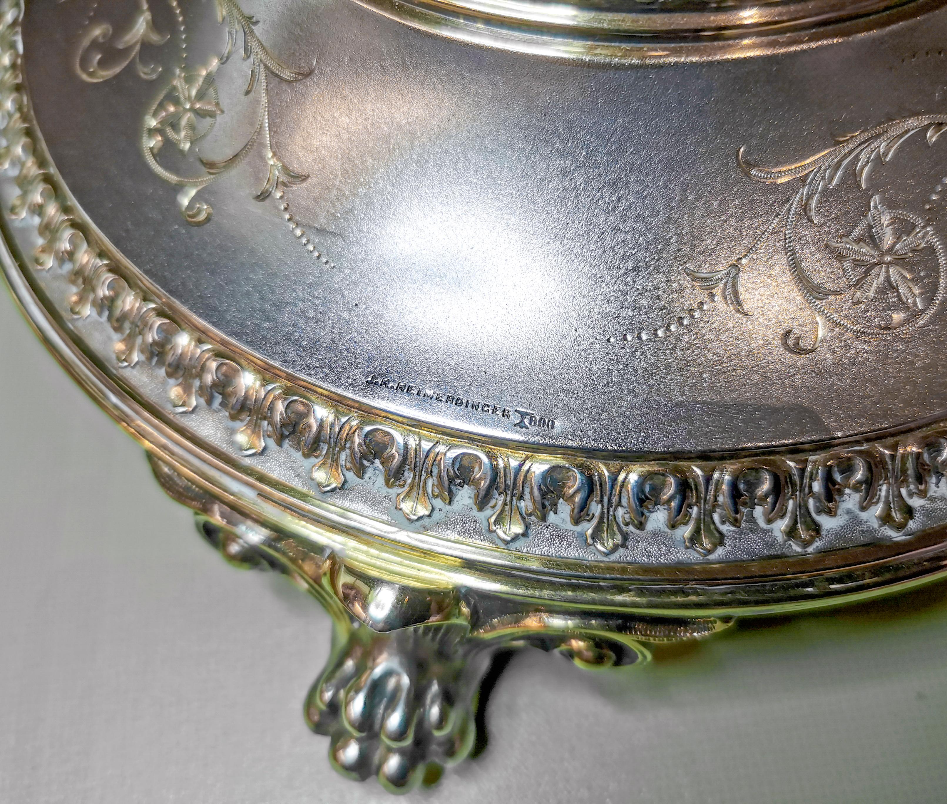 Large Silver Centerpiece Orig. Glass Bowl, Koch & Bergfeld, Germany, ca 1885 5