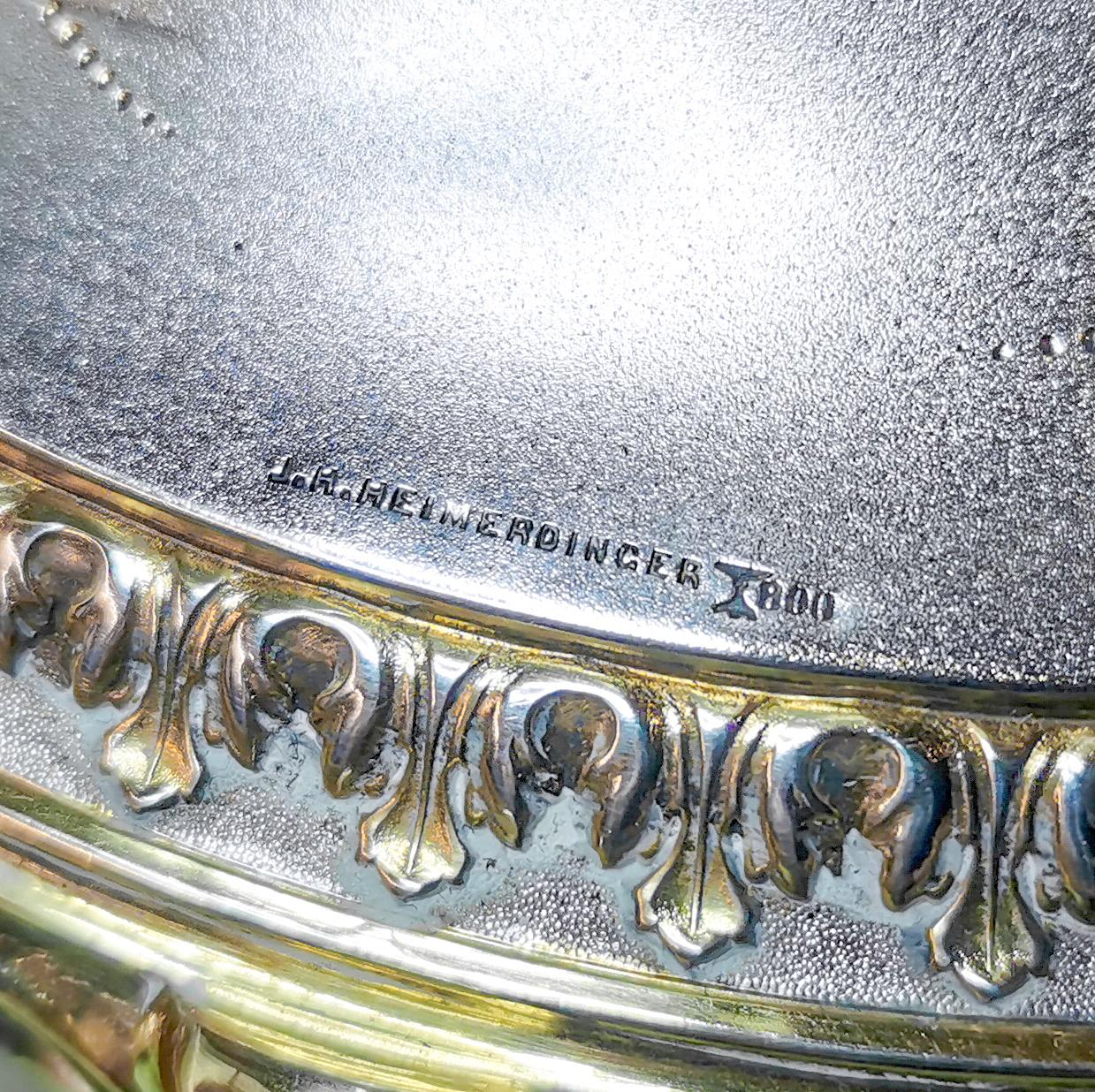 Large Silver Centerpiece Orig. Glass Bowl, Koch & Bergfeld, Germany, ca 1885 6
