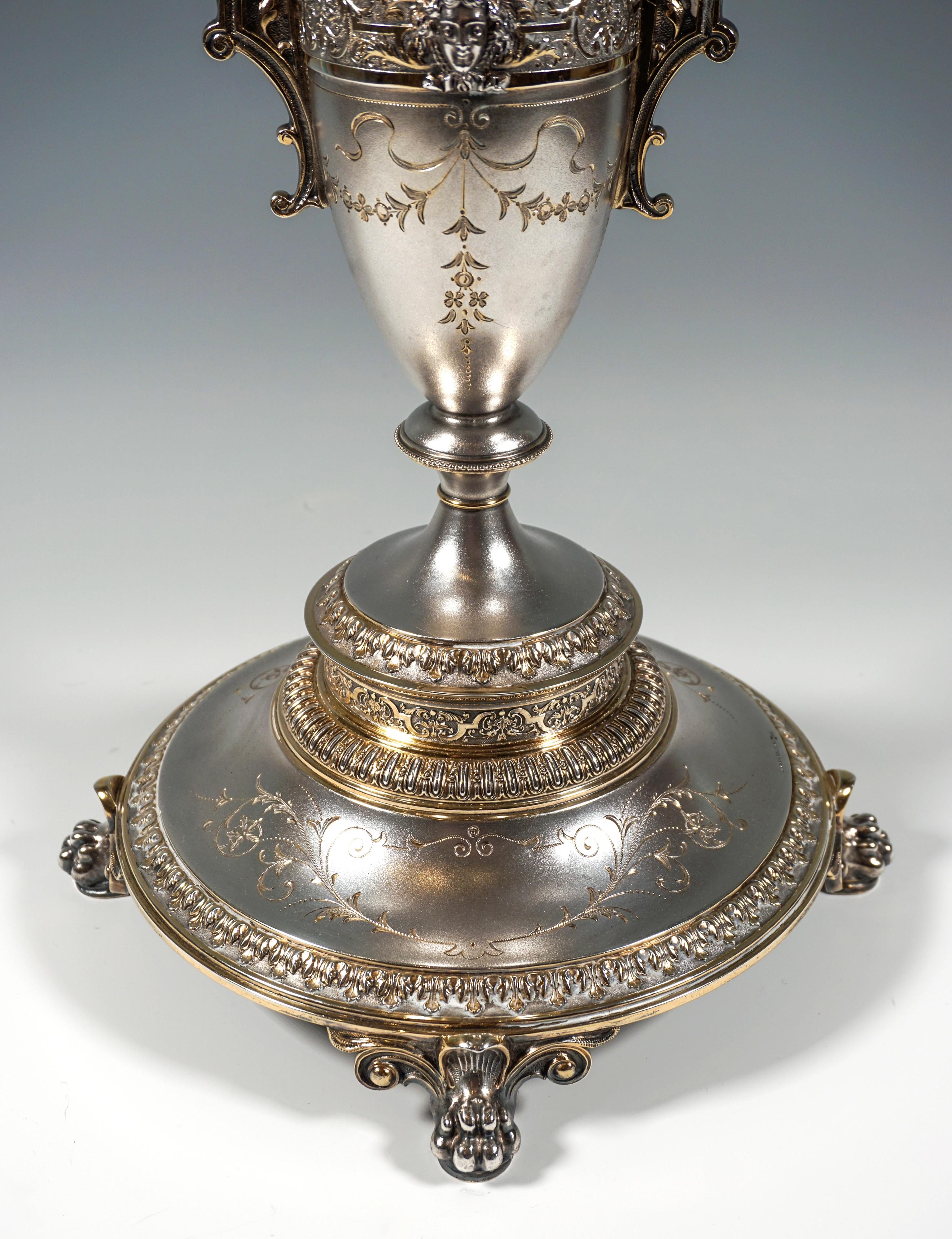 Large Silver Centerpiece Orig. Glass Bowl, Koch & Bergfeld, Germany, ca 1885 2