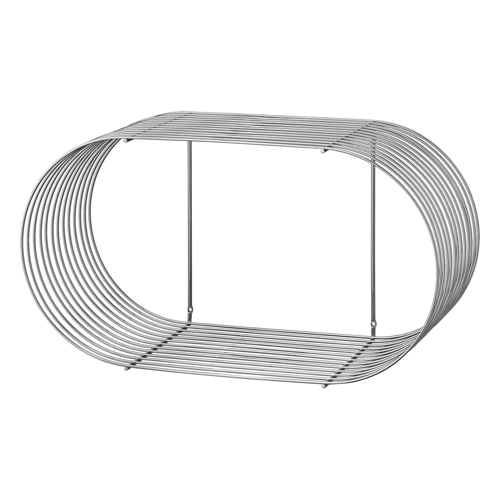 Large silver contemporary shelf
Dimensions: L 61.4 x W 25.3 x H 33 cm 
Materials: Steel.
Also available in Gold and Black. 


It is not always easy to determine what makes a design become an icon, but it seems the Curva shelf has accomplished