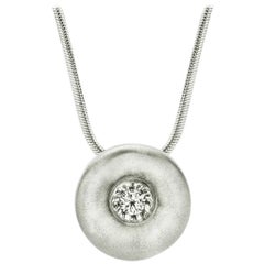 White Sapphire in Large Silver Dome Pendant