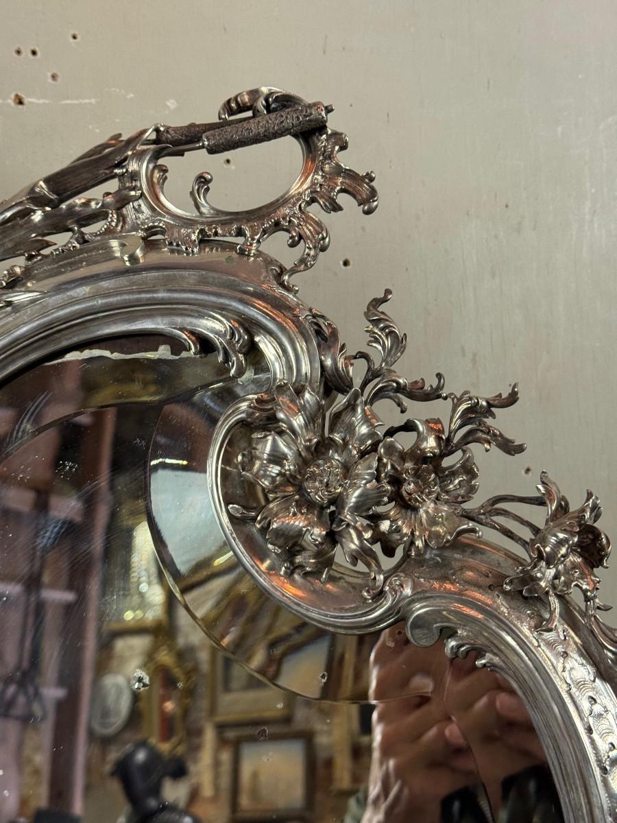 Large silver dressing table mirror, circa 1890, Master Silversmith Wolfer Brothe For Sale 4