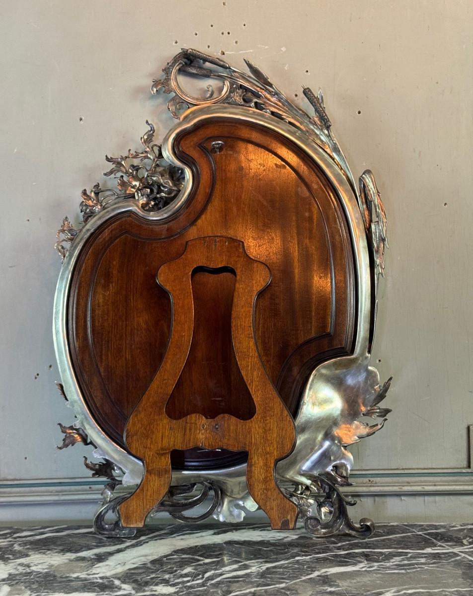 Large silver dressing table mirror, circa 1890, Master Silversmith Wolfer Brothe For Sale 6