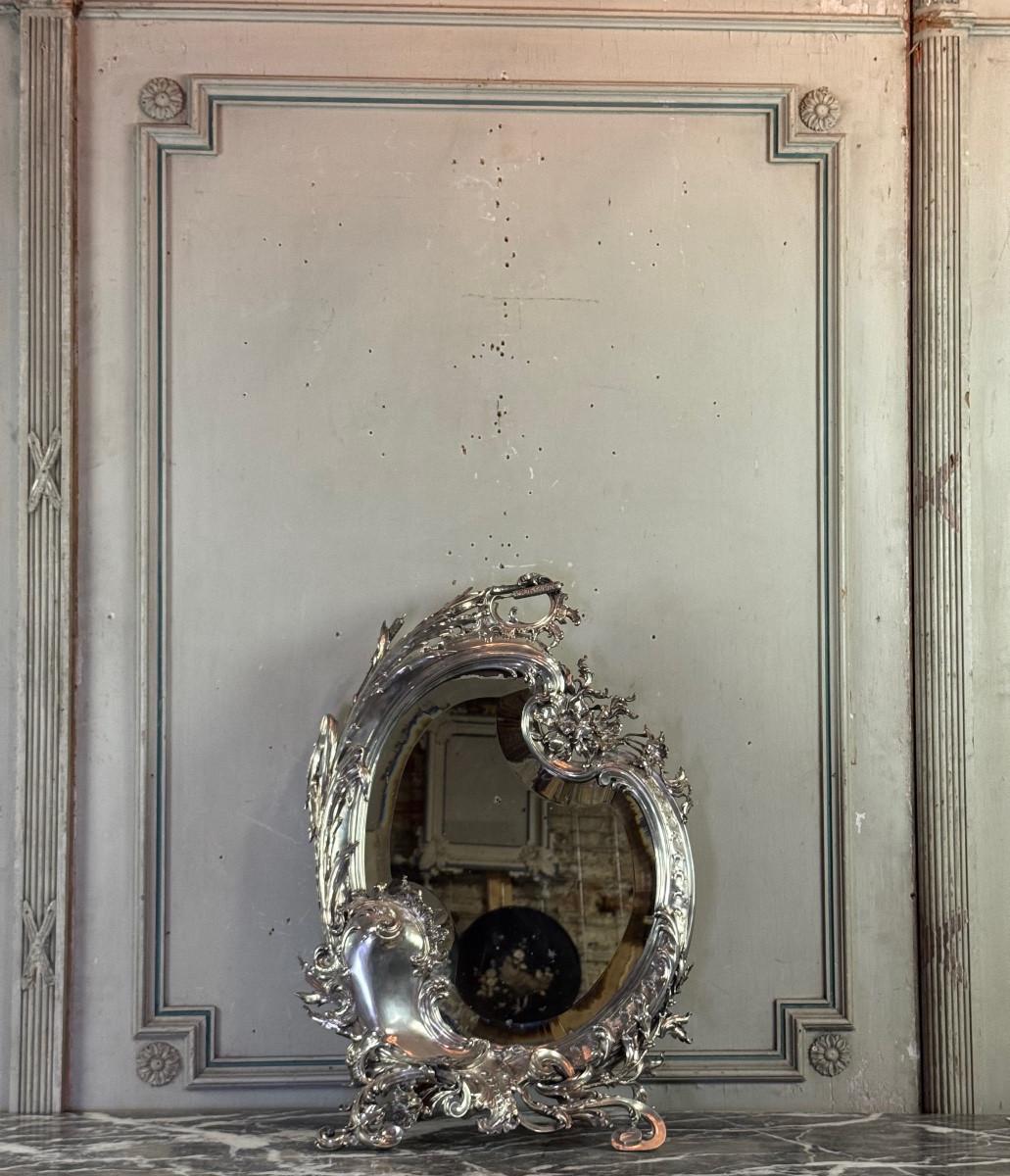 Large silver dressing table mirror, circa 1890, Master Silversmith Wolfer Brothers