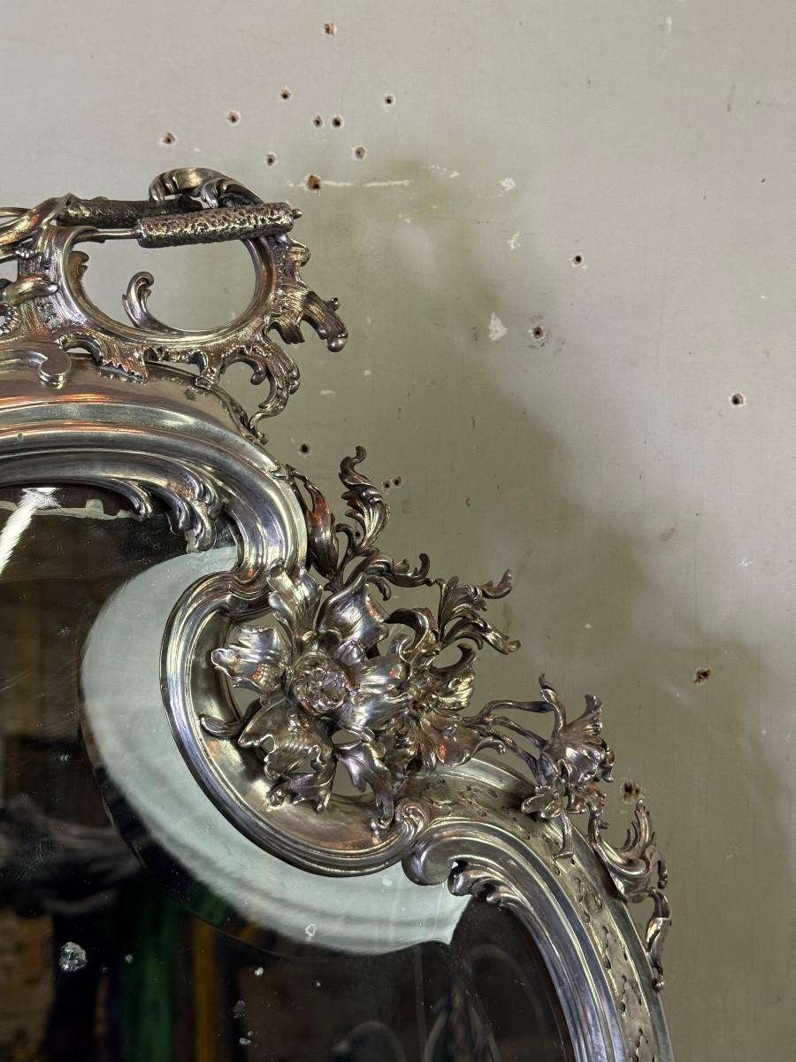 Large silver dressing table mirror, circa 1890, Master Silversmith Wolfer Brothe For Sale 1