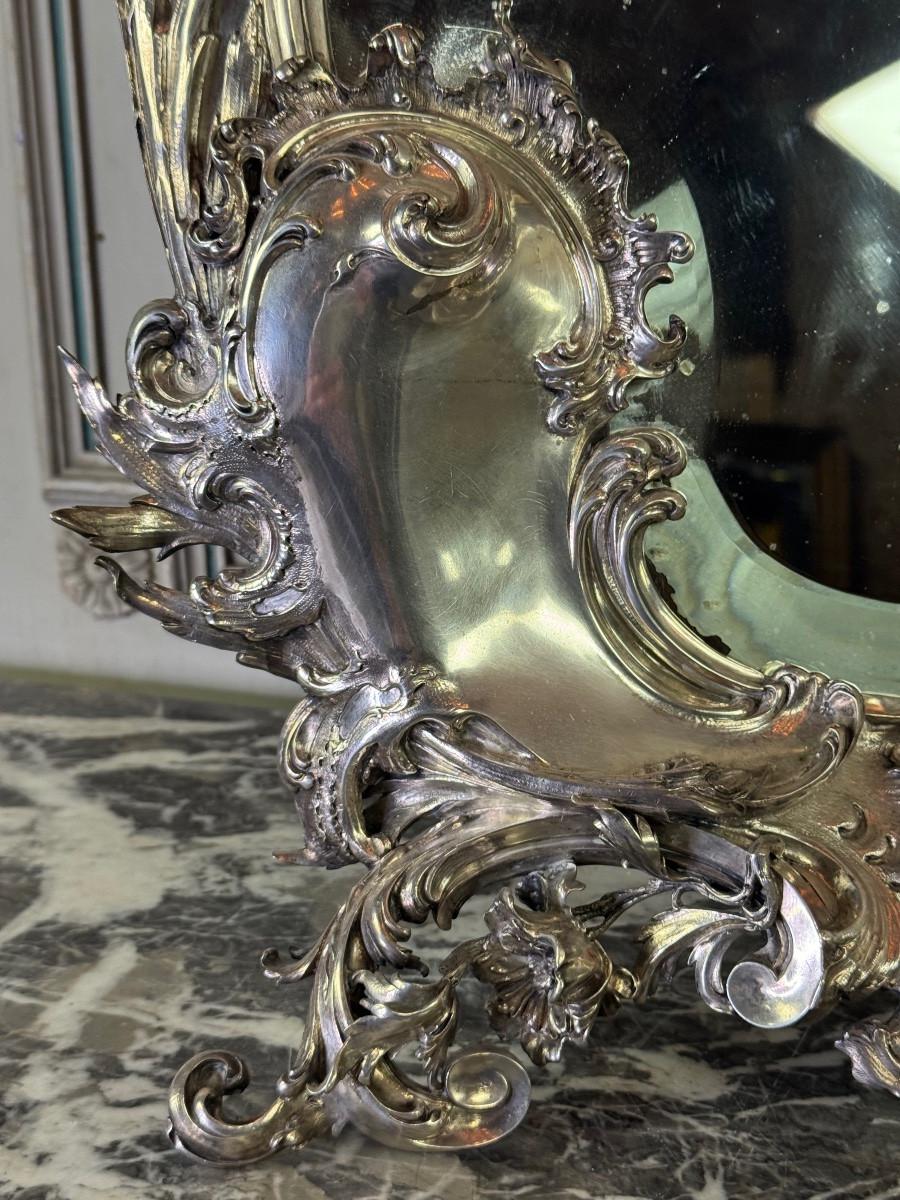Large silver dressing table mirror, circa 1890, Master Silversmith Wolfer Brothe For Sale 2