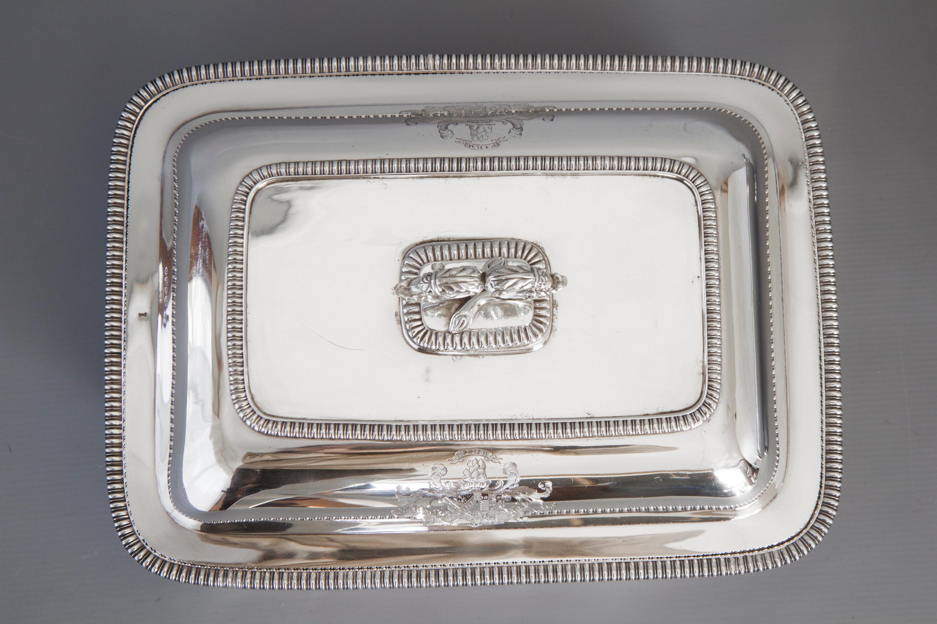 British Large Silver Entree Dish with Warming Dish London 1814