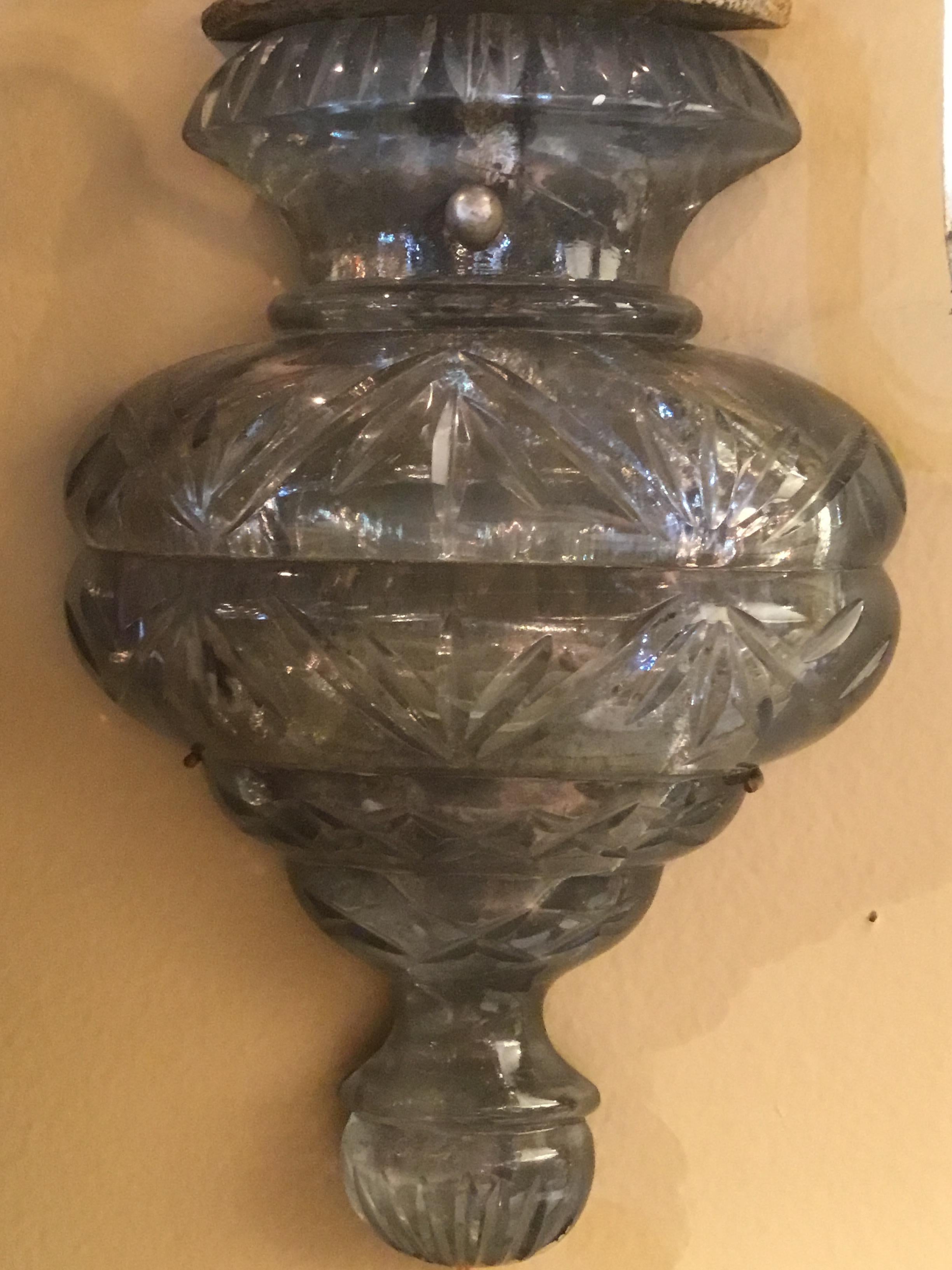 Large Silver Finish and Crystal Maison Baguès Attribute Pair of 2-Light Sconces 6