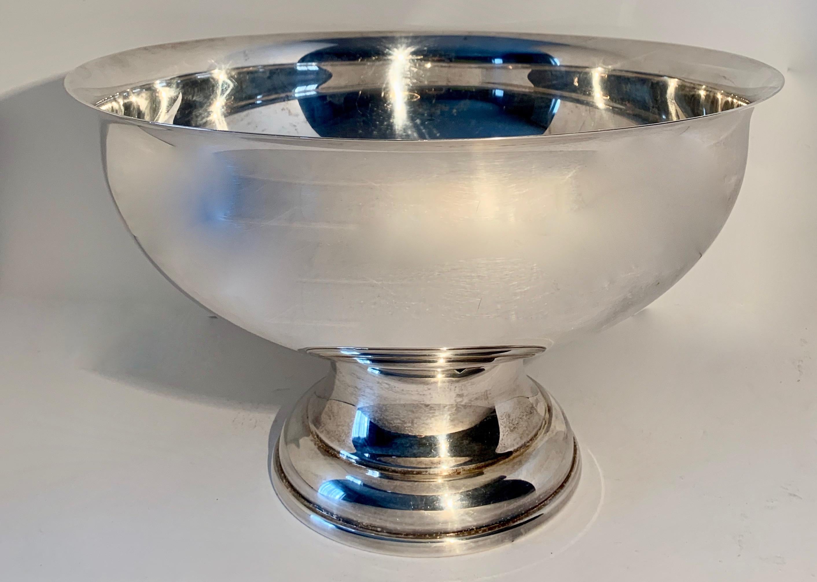 Large Silver Footed Bowl Centerpiece Punch Bowl 5