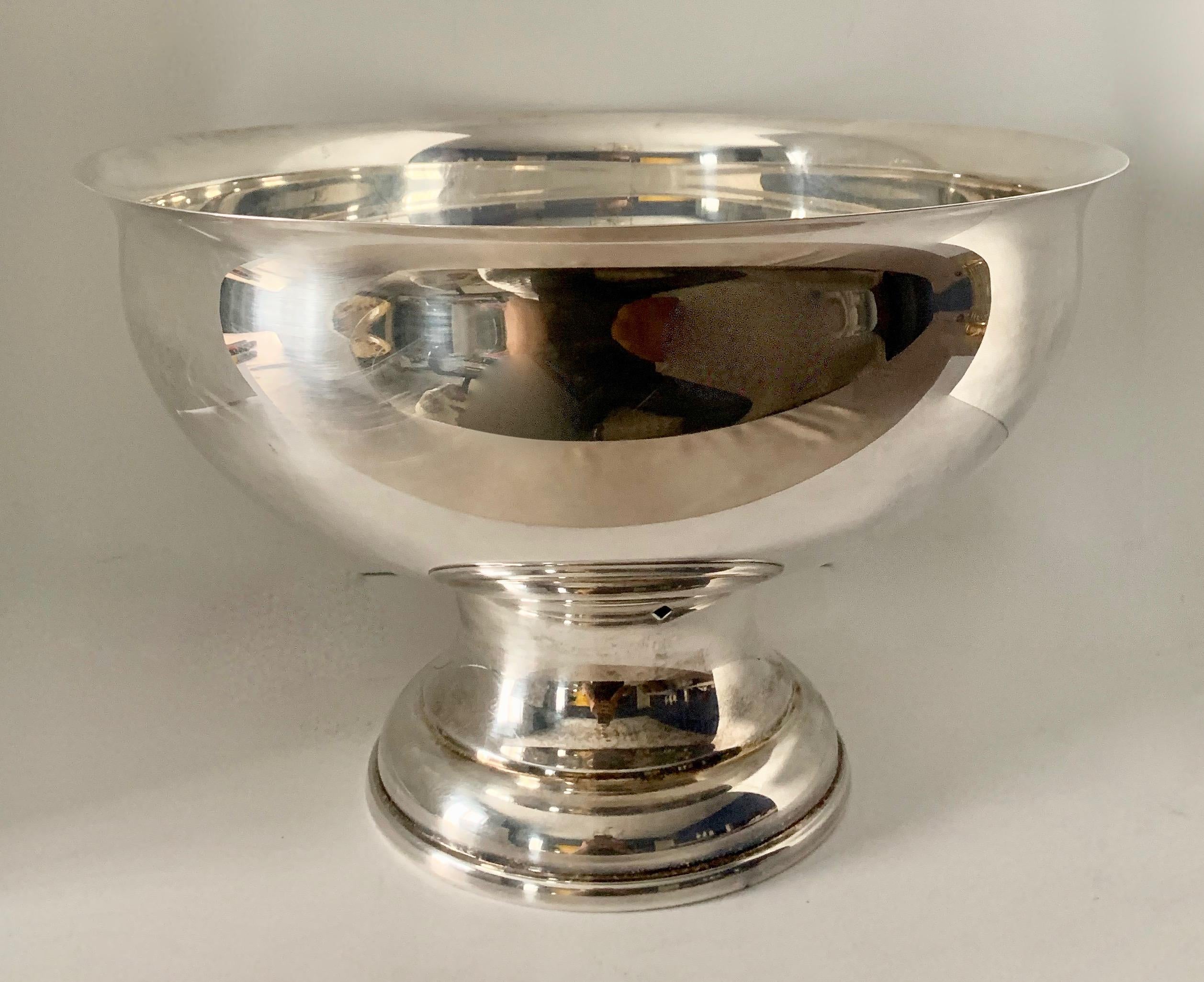 Large Silver Footed Bowl Centerpiece Punch Bowl 6