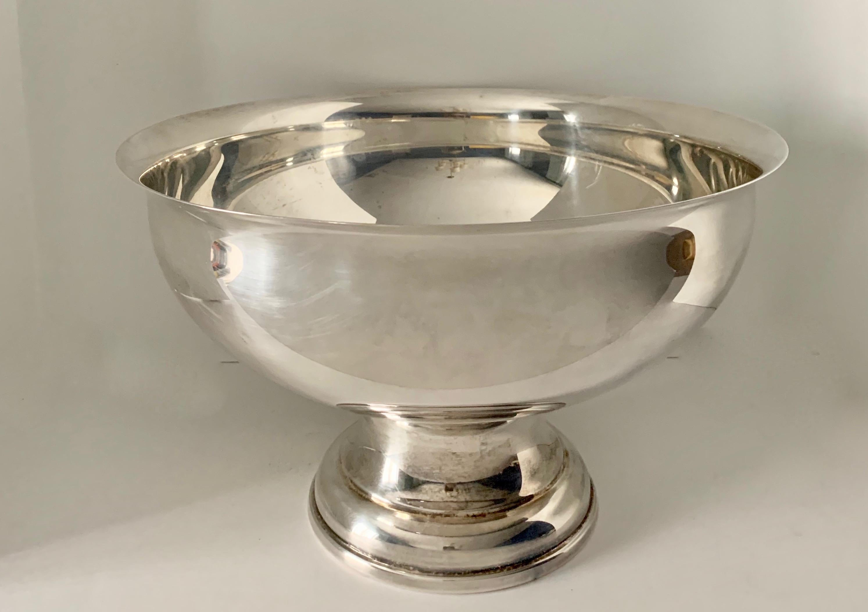 Large Silver Footed Bowl Centerpiece Punch Bowl 7