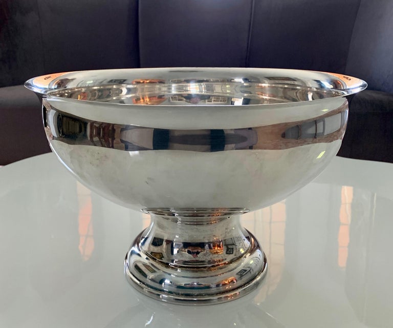 Large Silver Footed Bowl Centerpiece Punch Bowl at 1stDibs
