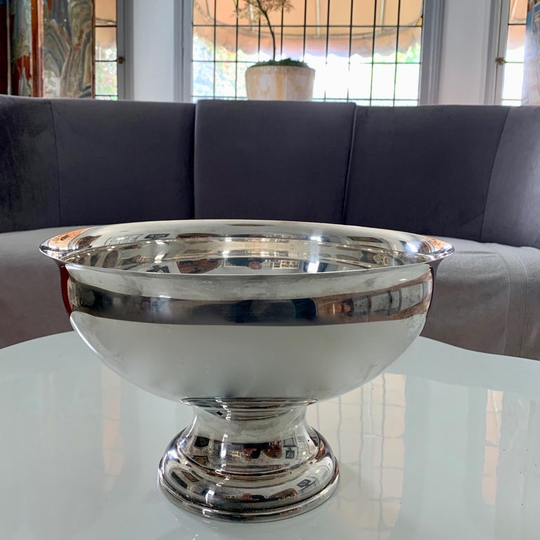 Large Silver Footed Bowl Centerpiece Punch Bowl at 1stDibs