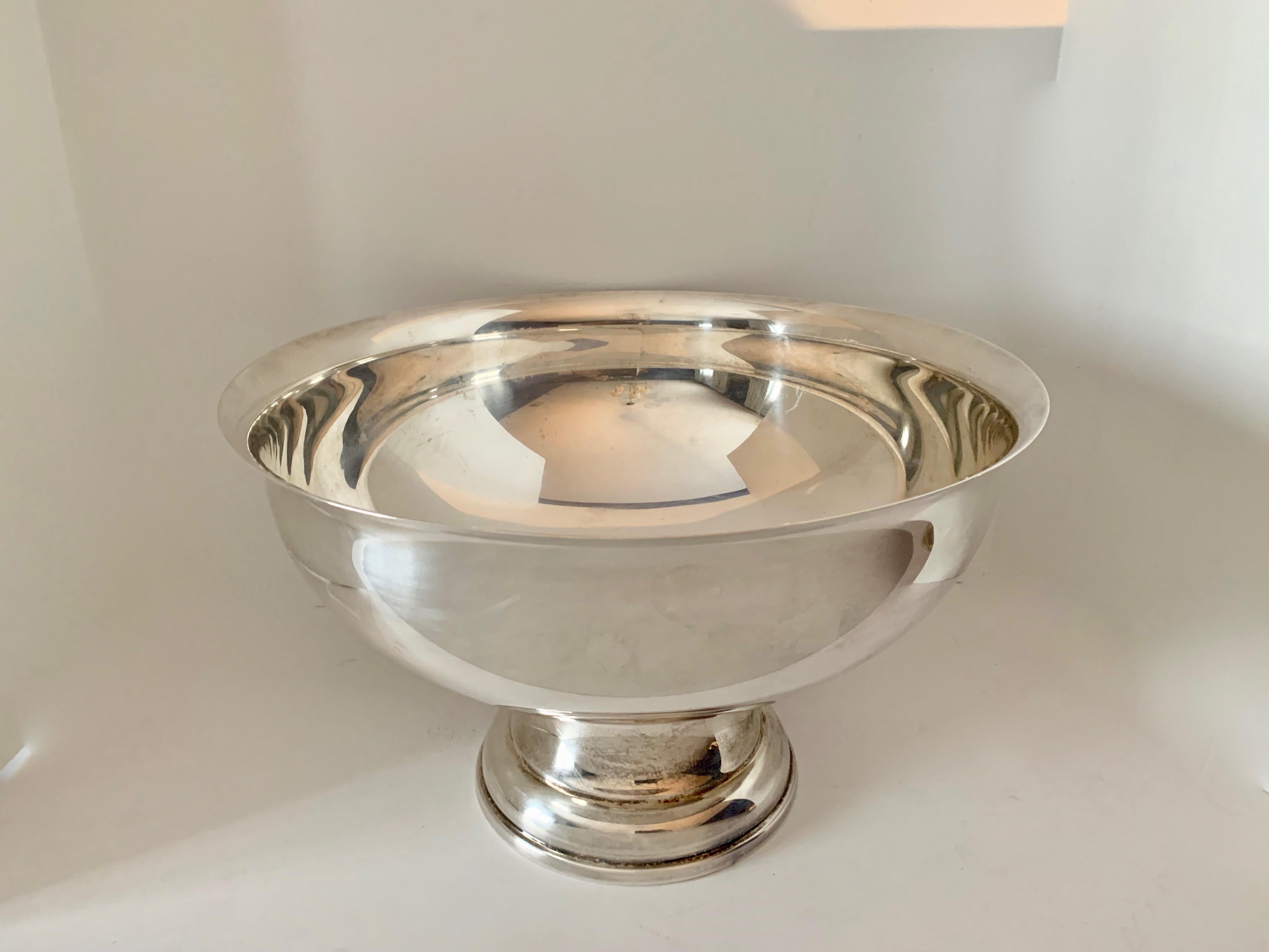 20th Century Large Silver Footed Bowl Centerpiece Punch Bowl