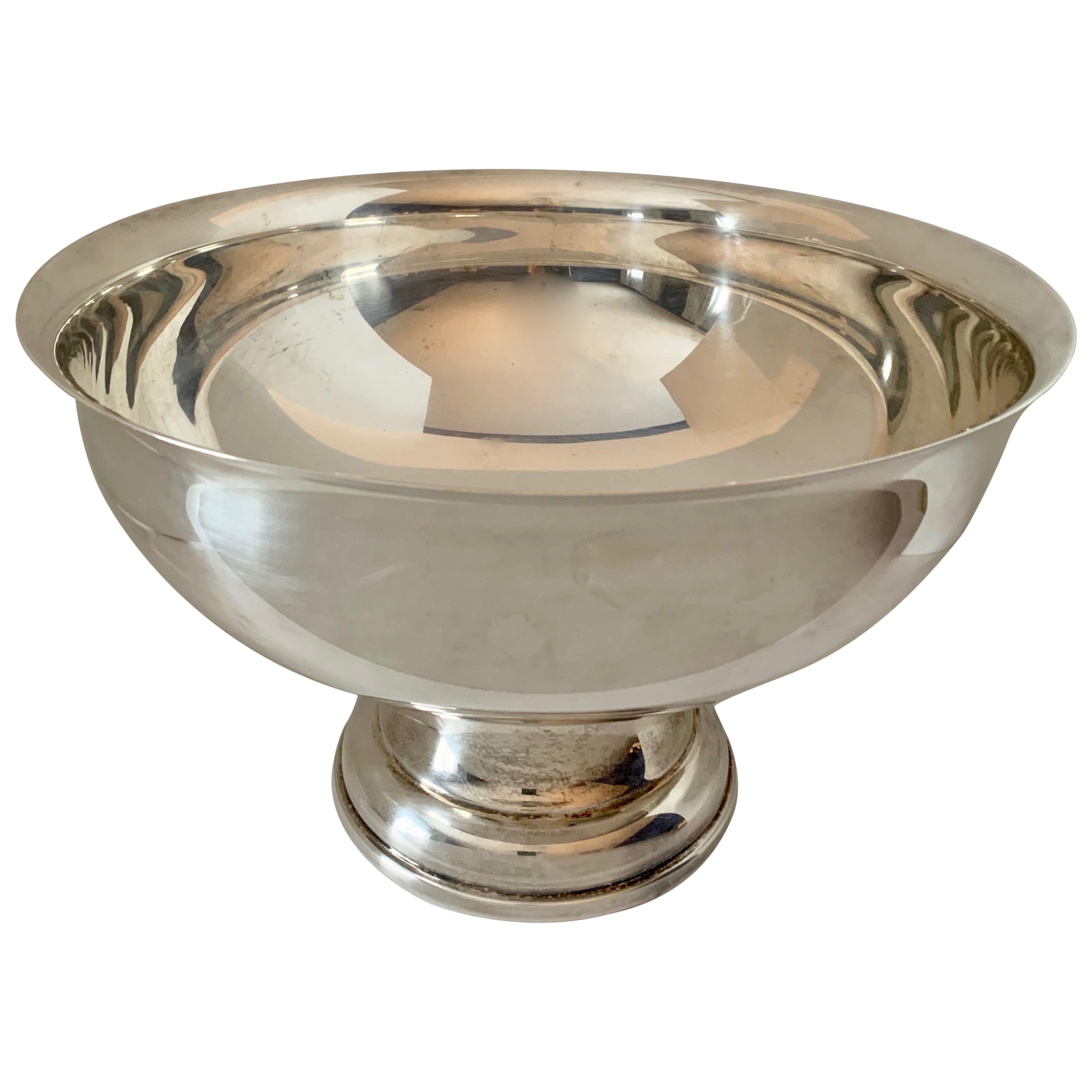 Large Silver Footed Bowl Centerpiece Punch Bowl