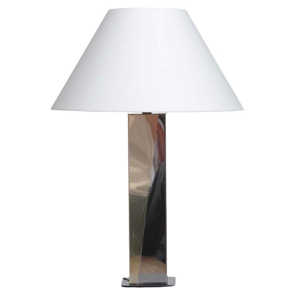 Grande lampe de table en métal argenté, 1980 en vente