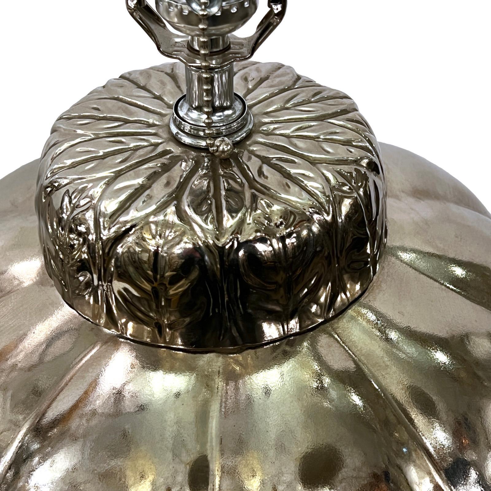 Large Silver Glazed Porcelain Table Lamps In Good Condition For Sale In New York, NY