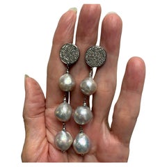 Orecchini Paradizia grandi in argento-grigio con perle d'acqua dolce