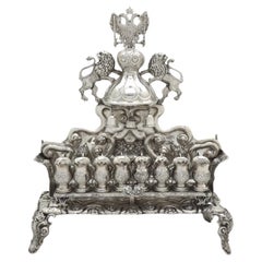 Large Silver Hanukkah Lamp Menorah, Austria 1863. Judaica