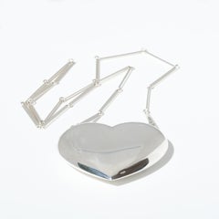 Large Silver Heart Necklace Designed by Hermann Siersbøl