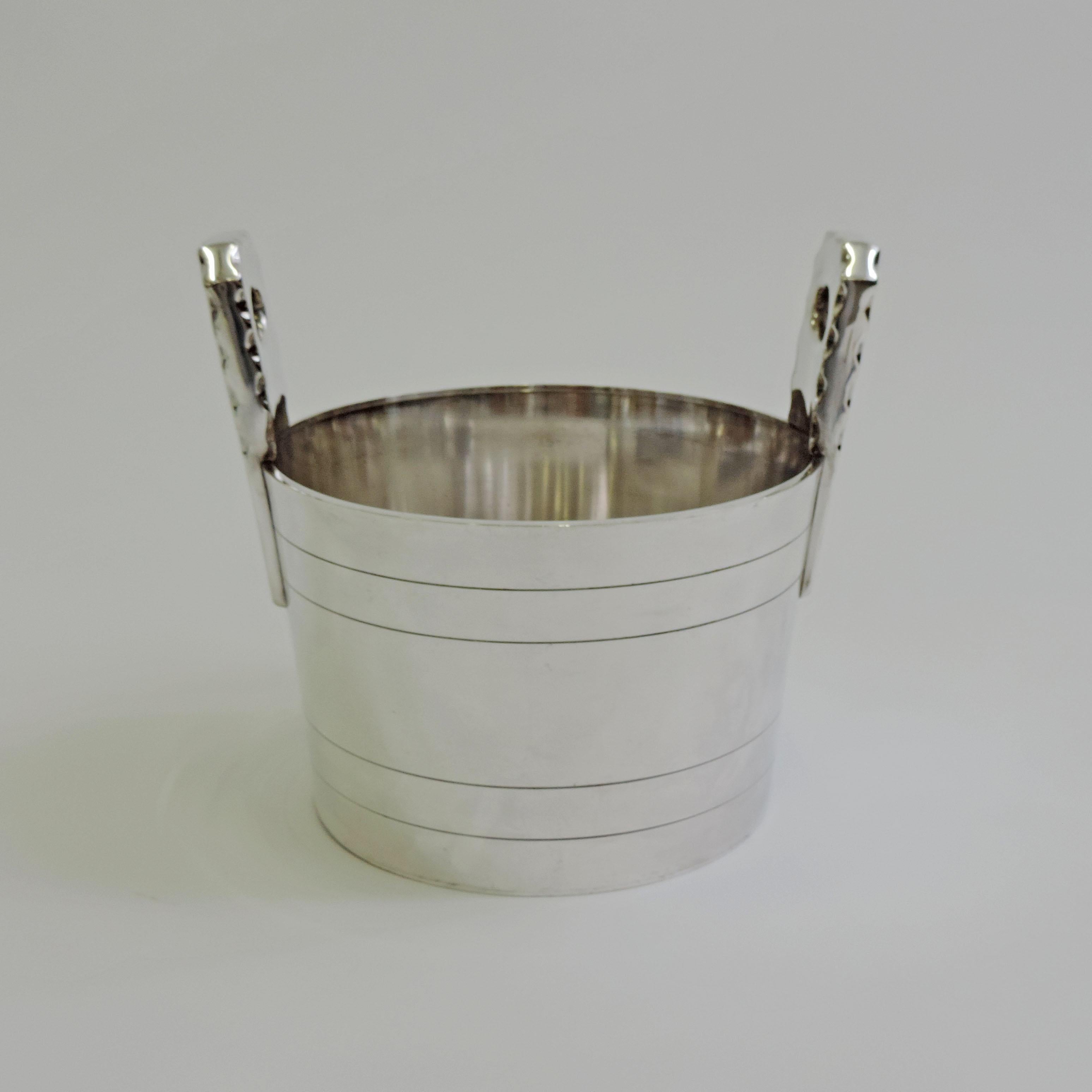 Art Deco Large Silver Ice Bucket, Italy, 1940s For Sale