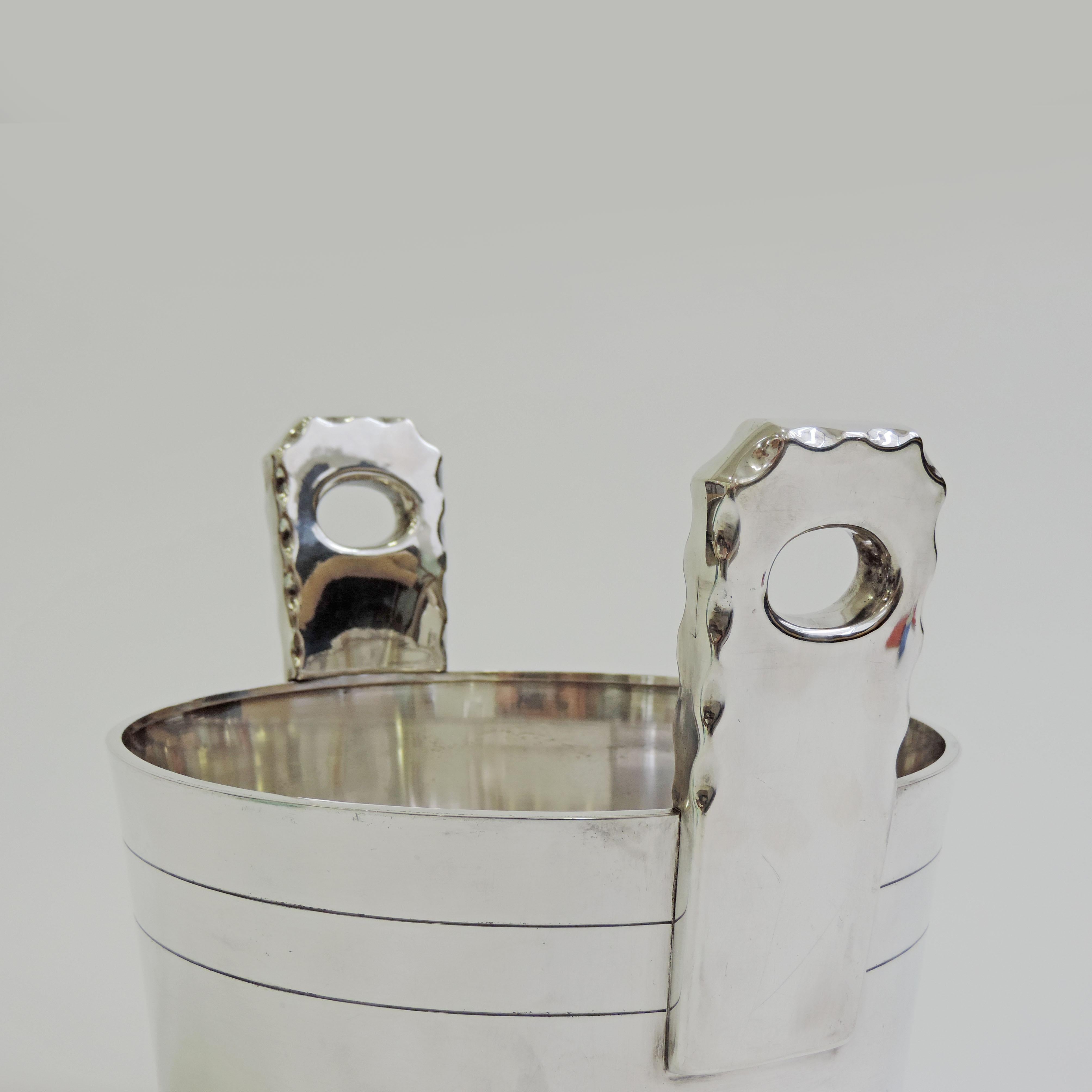 Mid-20th Century Large Silver Ice Bucket, Italy, 1940s For Sale