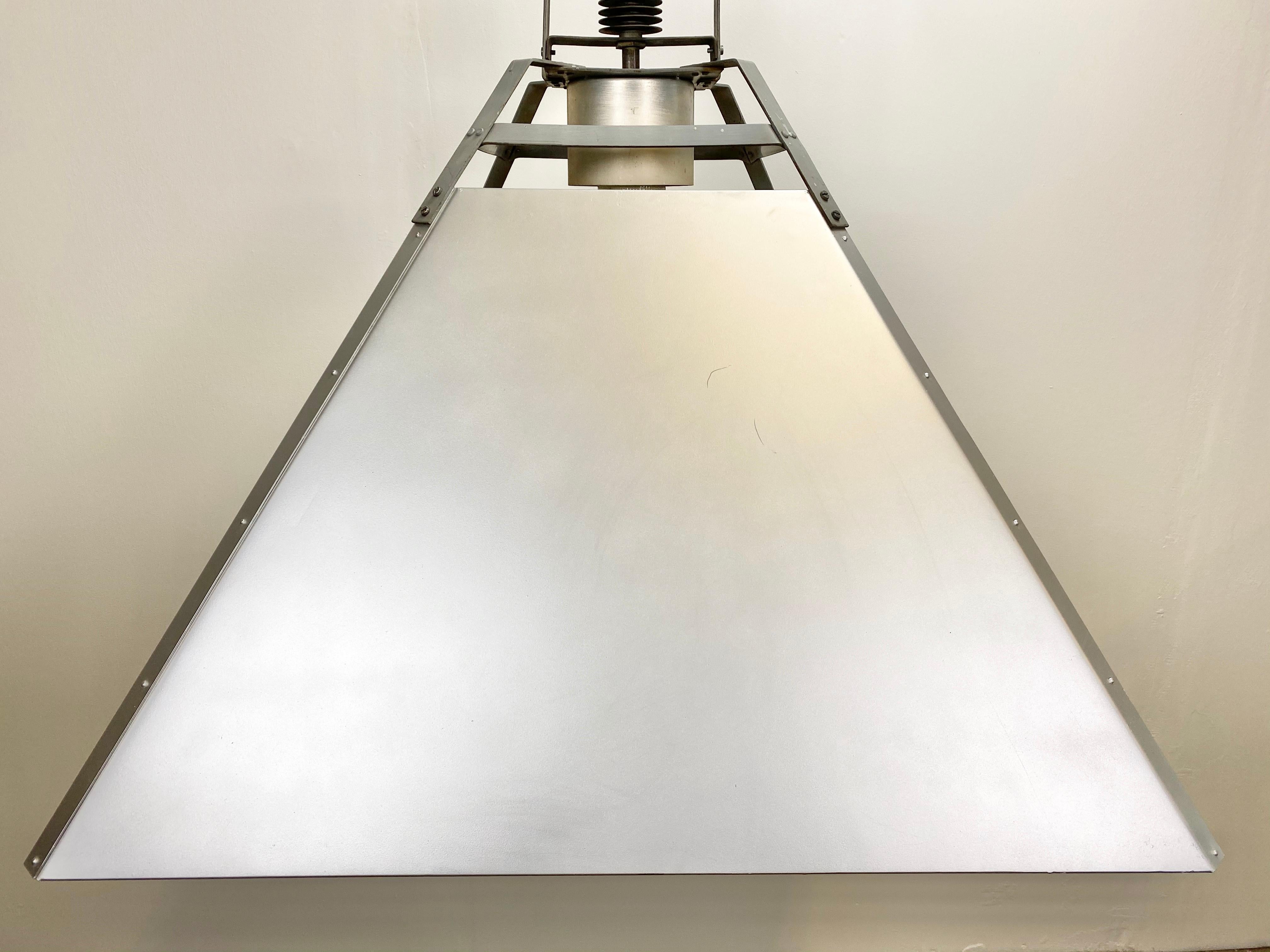 Large Silver Industrial Ceiling Lamp, 1970s For Sale 2