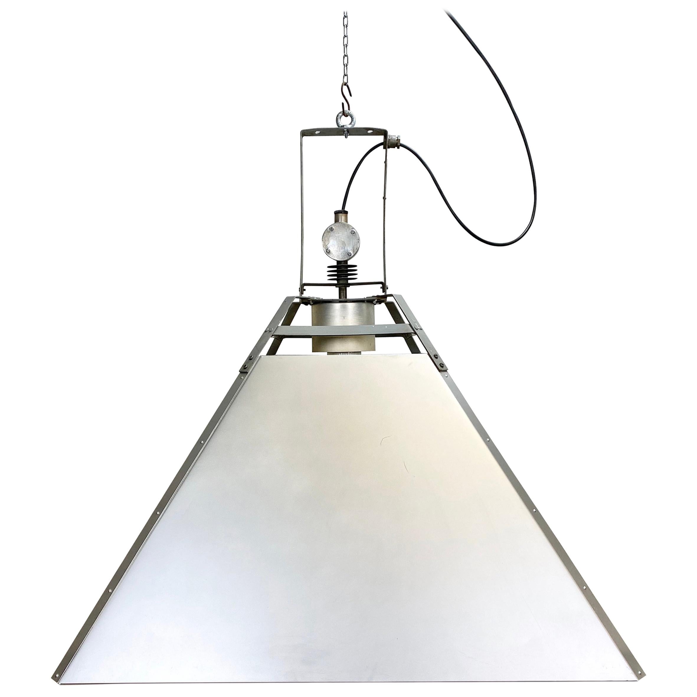 Large Silver Industrial Ceiling Lamp, 1970s For Sale