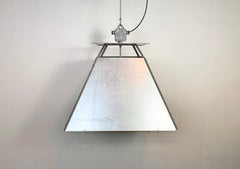 Large Silver Industrial Factory Pendant Lamp from Elektrosvit, 1970s