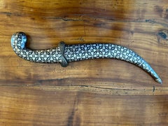 Ottoman Silver-Inlaid “Jambiya” or Curved Dagger With Its Sheath
