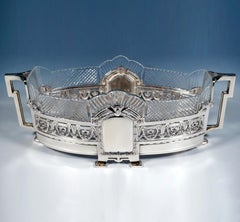 Large Silver Jardiniere With Glass Insert, Centerpiece Wilkens & Sons, Germany