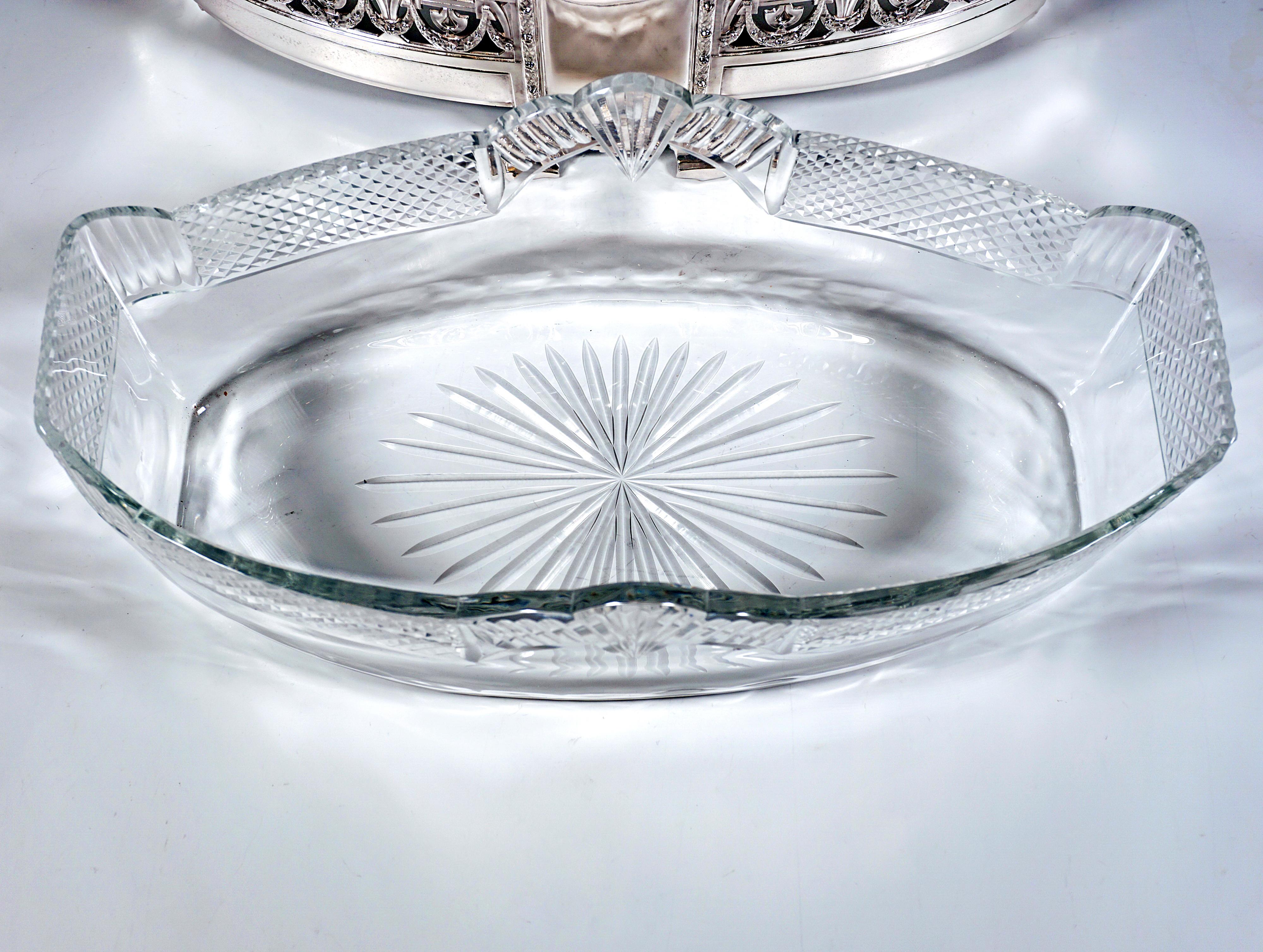 Début du 20ème siècle Grande jardinière en argent avec insert en verre, centre de table Wilkens & Sons, Allemagne en vente