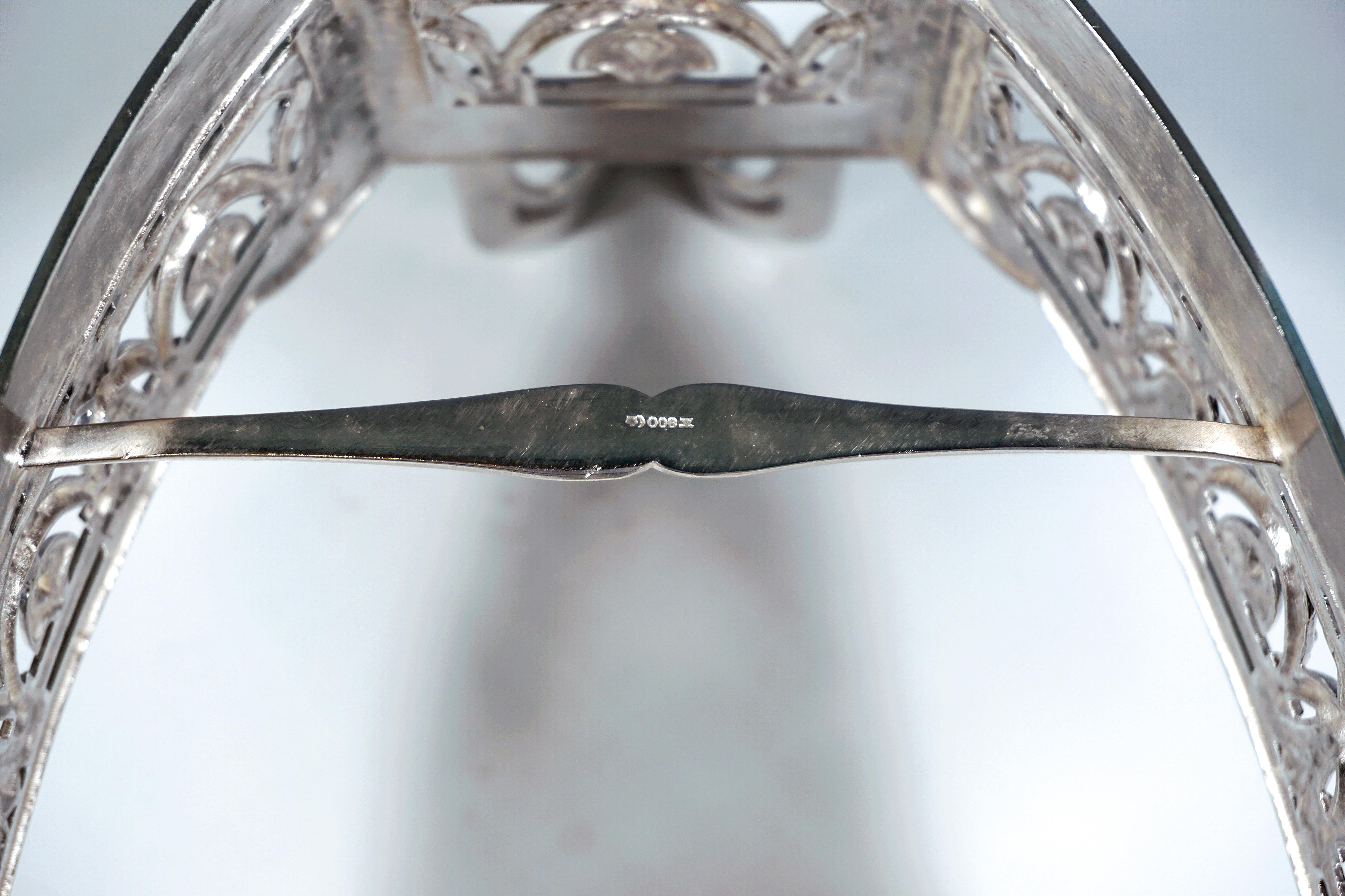 Argent Grande jardinière en argent avec insert en verre, centre de table Wilkens & Sons, Allemagne en vente