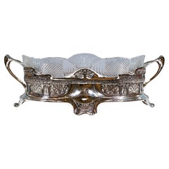 Jardinera grande de plata con inserto de cristal, Wilkens & Sons para J.C.Wich, L: 58 cm