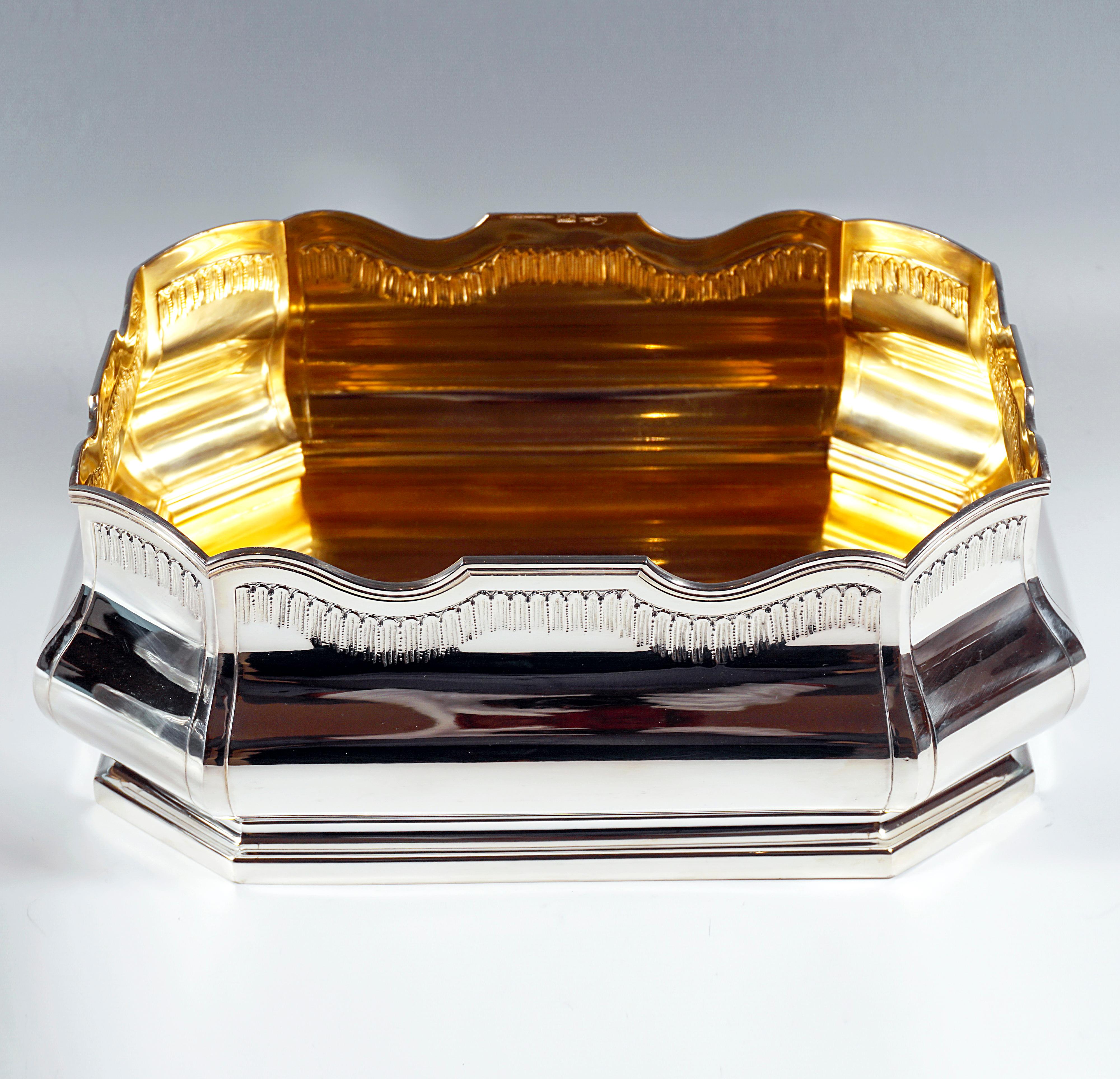 Art Nouveau Large Silver Jardinière With Glass Liner, Enrico Goretta For Mossa, Italy, c1970 For Sale