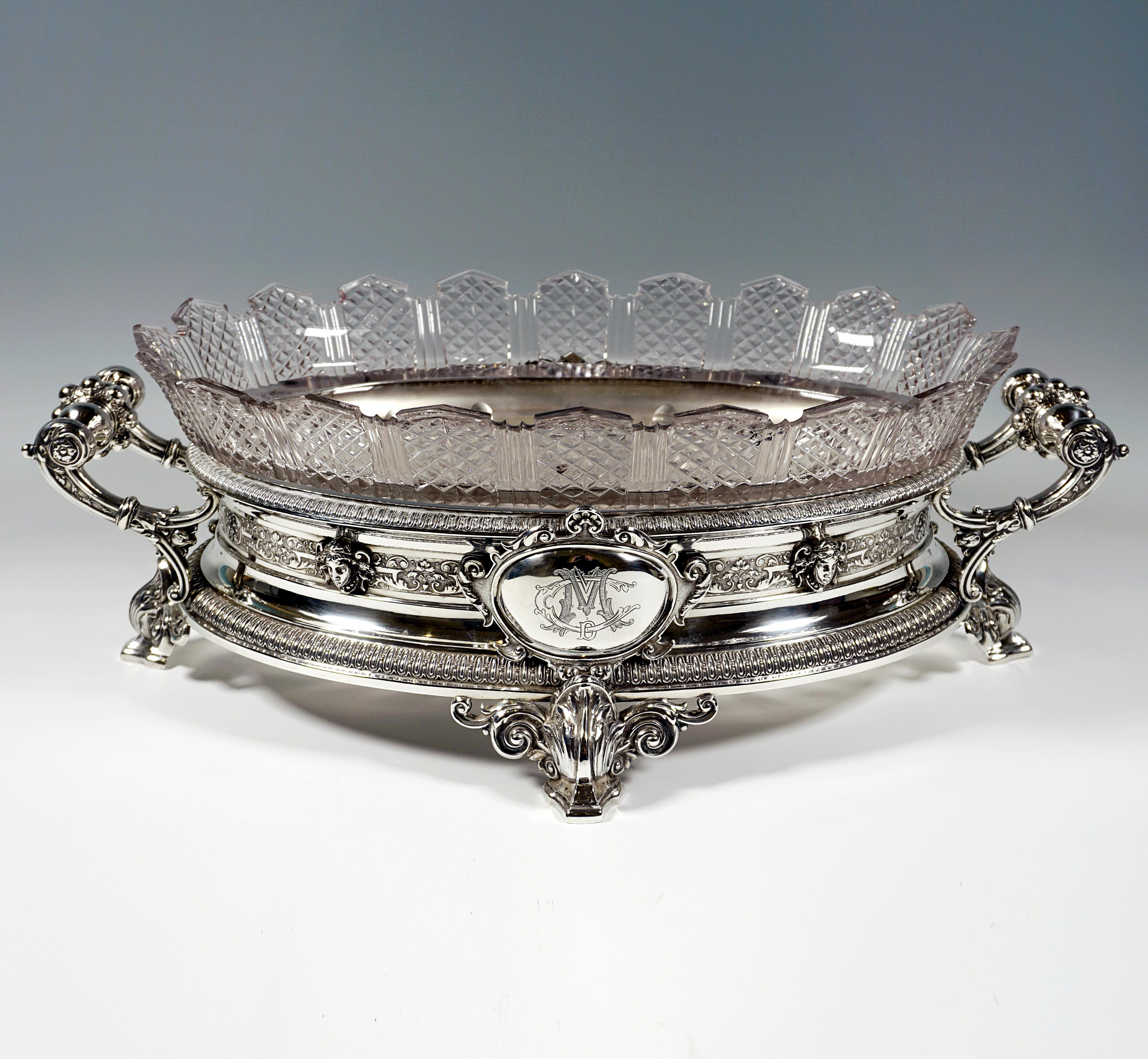 Late Victorian Large Silver Jardinière, With Original Glass, Koch & Bergfeld, Germany, ca. 1890 For Sale