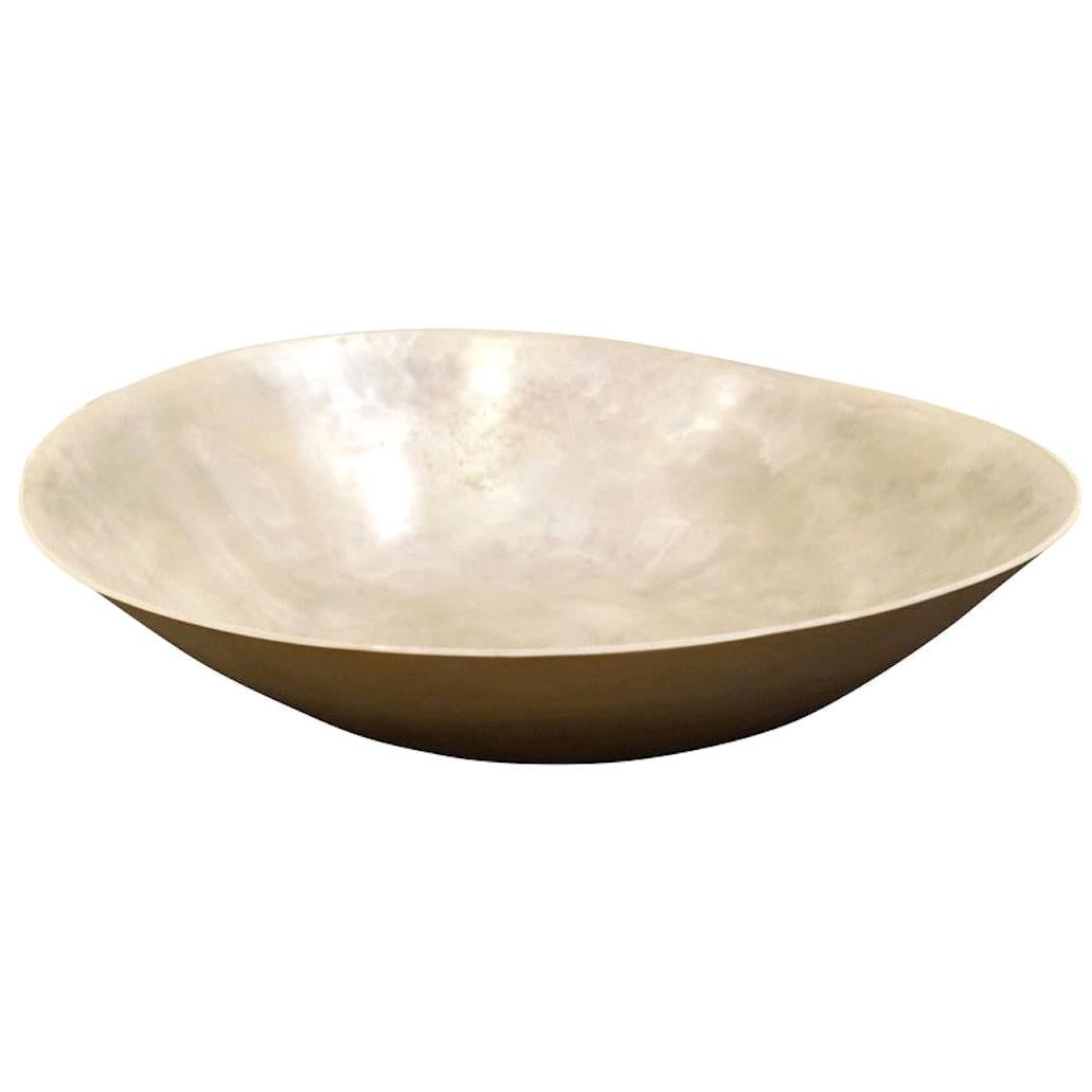 Large Silver Leaf Handmade Bowl, Italy, Contemporary