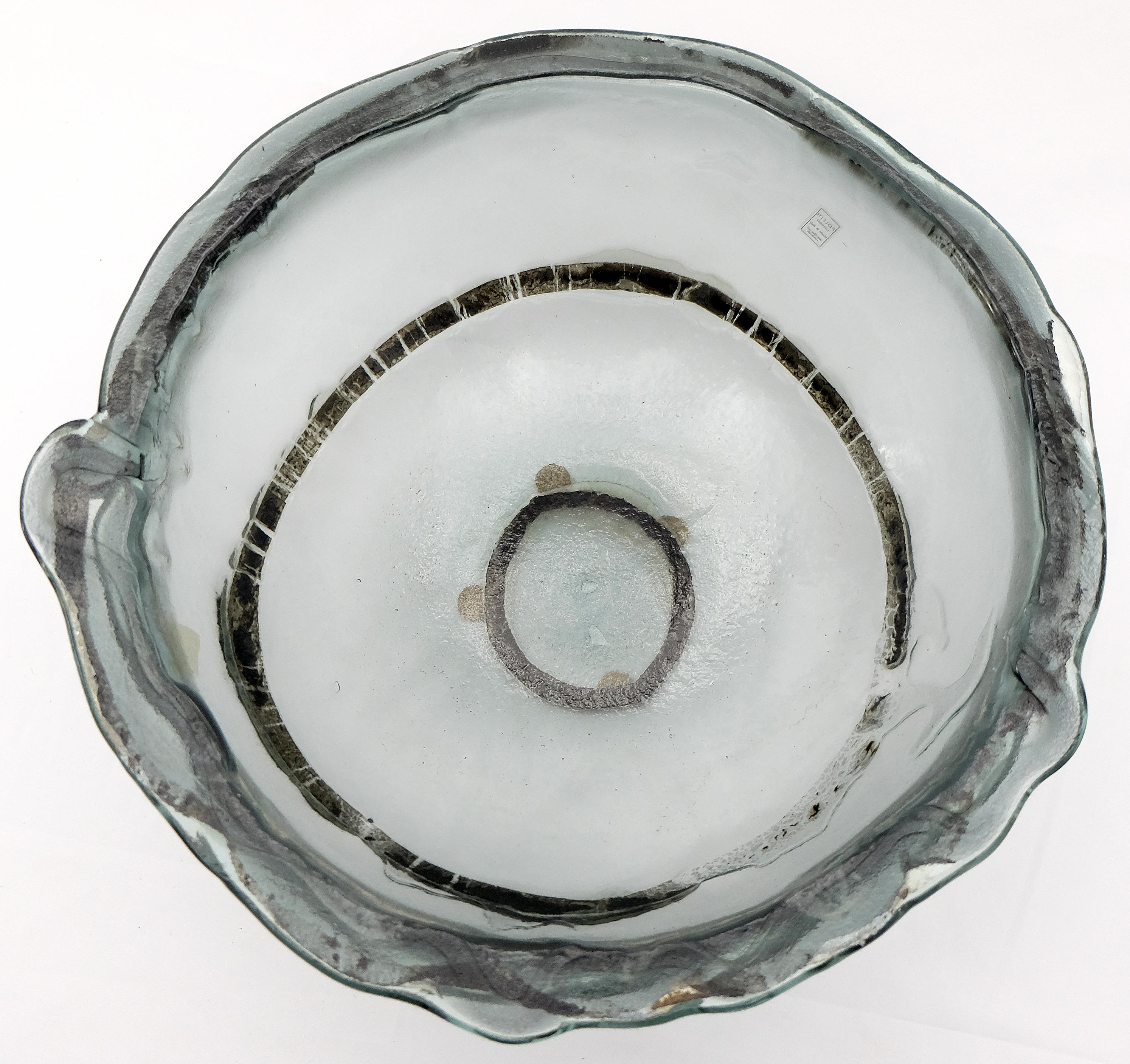 Italian Vetrofuso Di Daniela Poletti Studio Large Silver-Leaf Infuse Blown Glass Bowl  For Sale