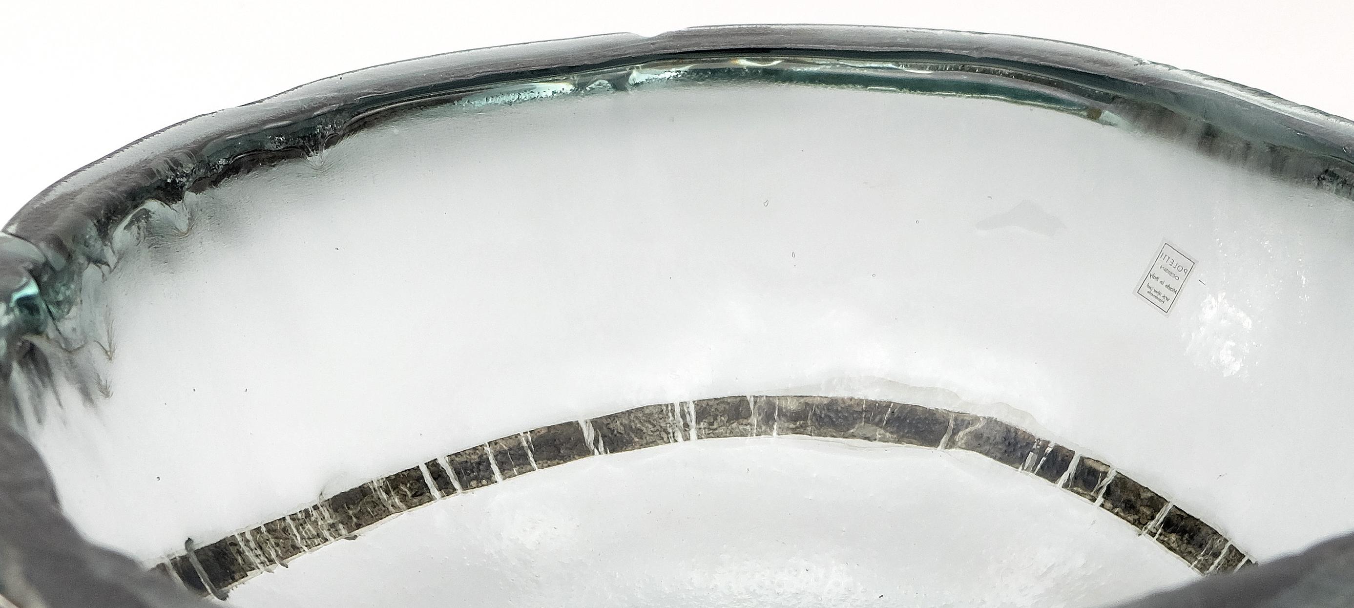 Vetrofuso Di Daniela Poletti Studio Large Silver-Leaf Infuse Blown Glass Bowl  For Sale 1