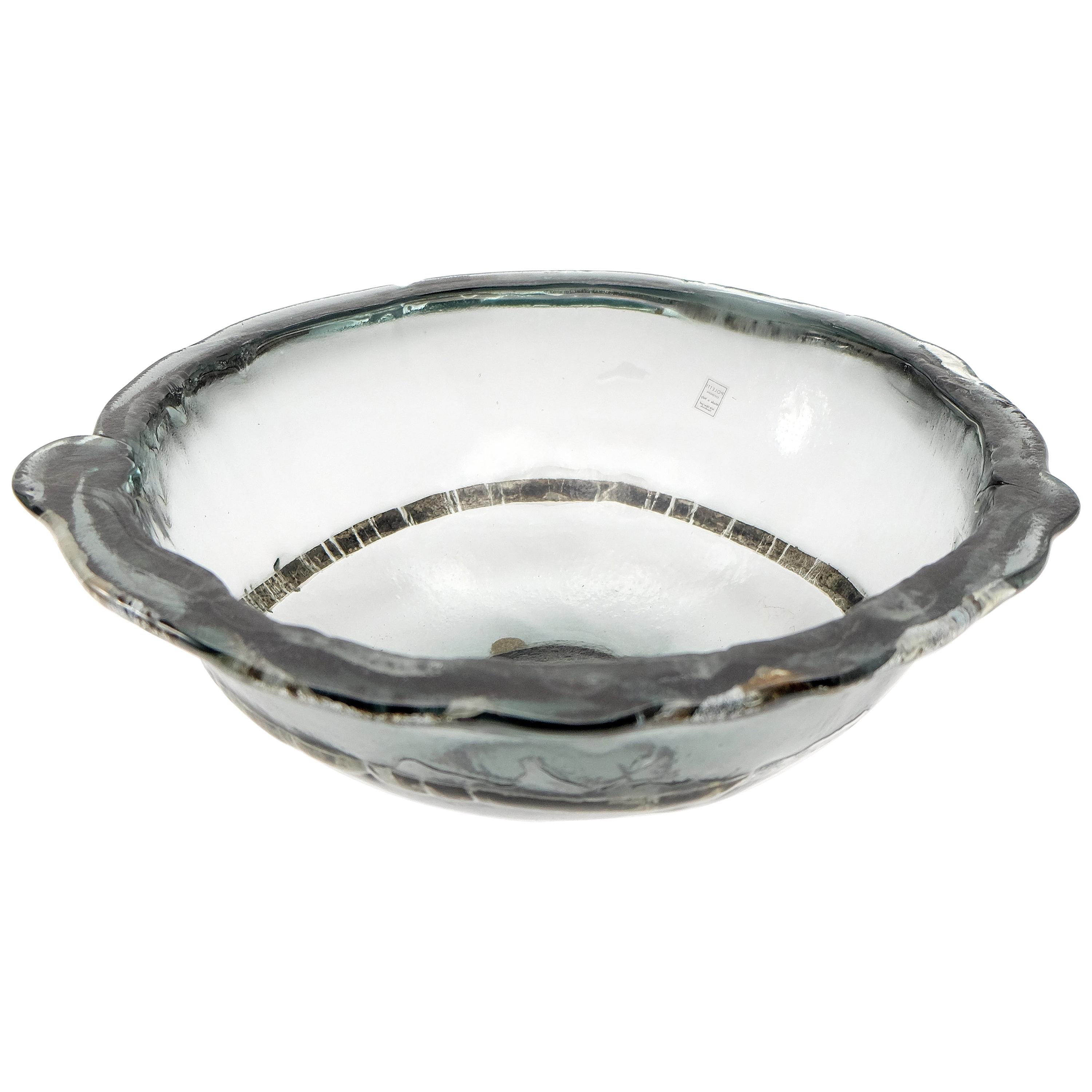 Vetrofuso Di Daniela Poletti Studio Large Silver-Leaf Infuse Blown Glass Bowl  For Sale